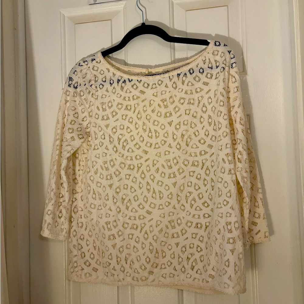 S Loft white lace top